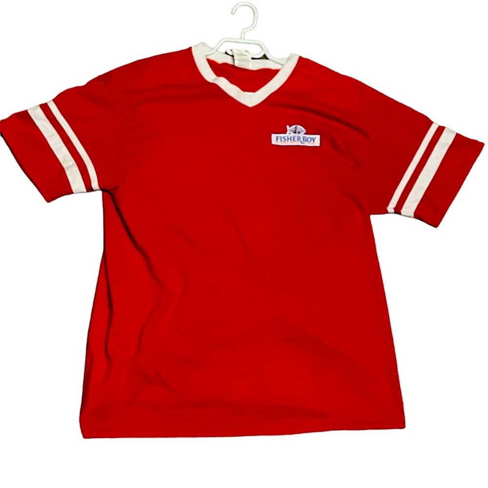 Graphic red t shirt promotional fisher boy shirt size XL extra large